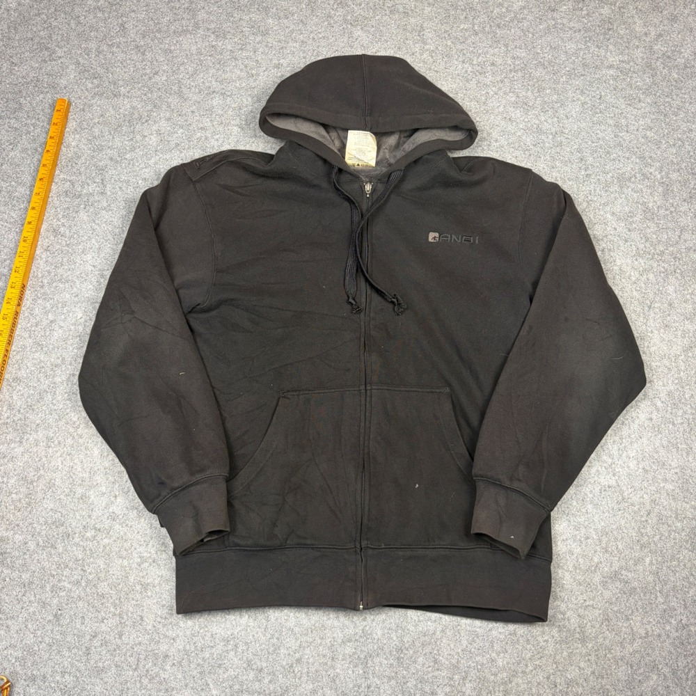 AND1 Mens Full Zip Hoodie Black Faux Fur Lined Sweatshirt Large RN117927